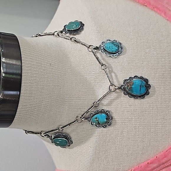 Sterling Silver Turquoise Necklace 😍 - Picture 1 of 12